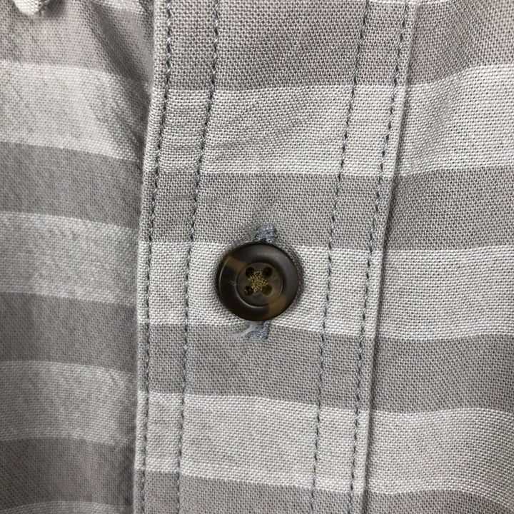 Carhartt Loose Fit Striped Pattern Button-Down Short-Sleeve Work Shirt (Men's XL equivalent) cotton gray type Vintage Second Hand