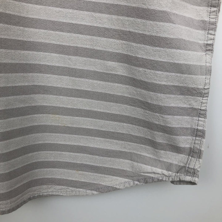Carhartt Loose Fit Striped Pattern Button-Down Short-Sleeve Work Shirt (Men's XL equivalent) cotton gray type Vintage Second Hand