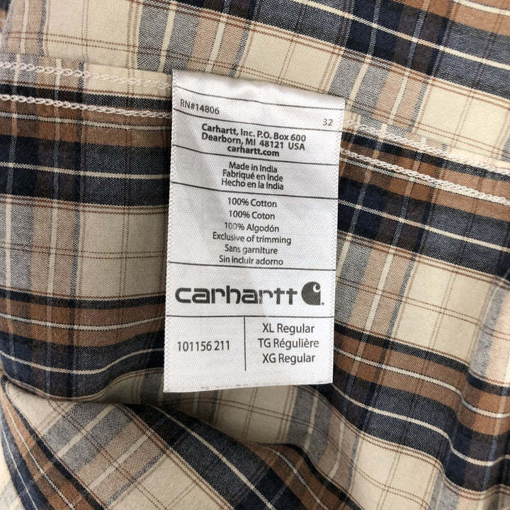 Carhartt RELAXED FIT Check Pattern Short Sleeve Work Shirt Men's XL cotton Beige type Vintage Second Hand