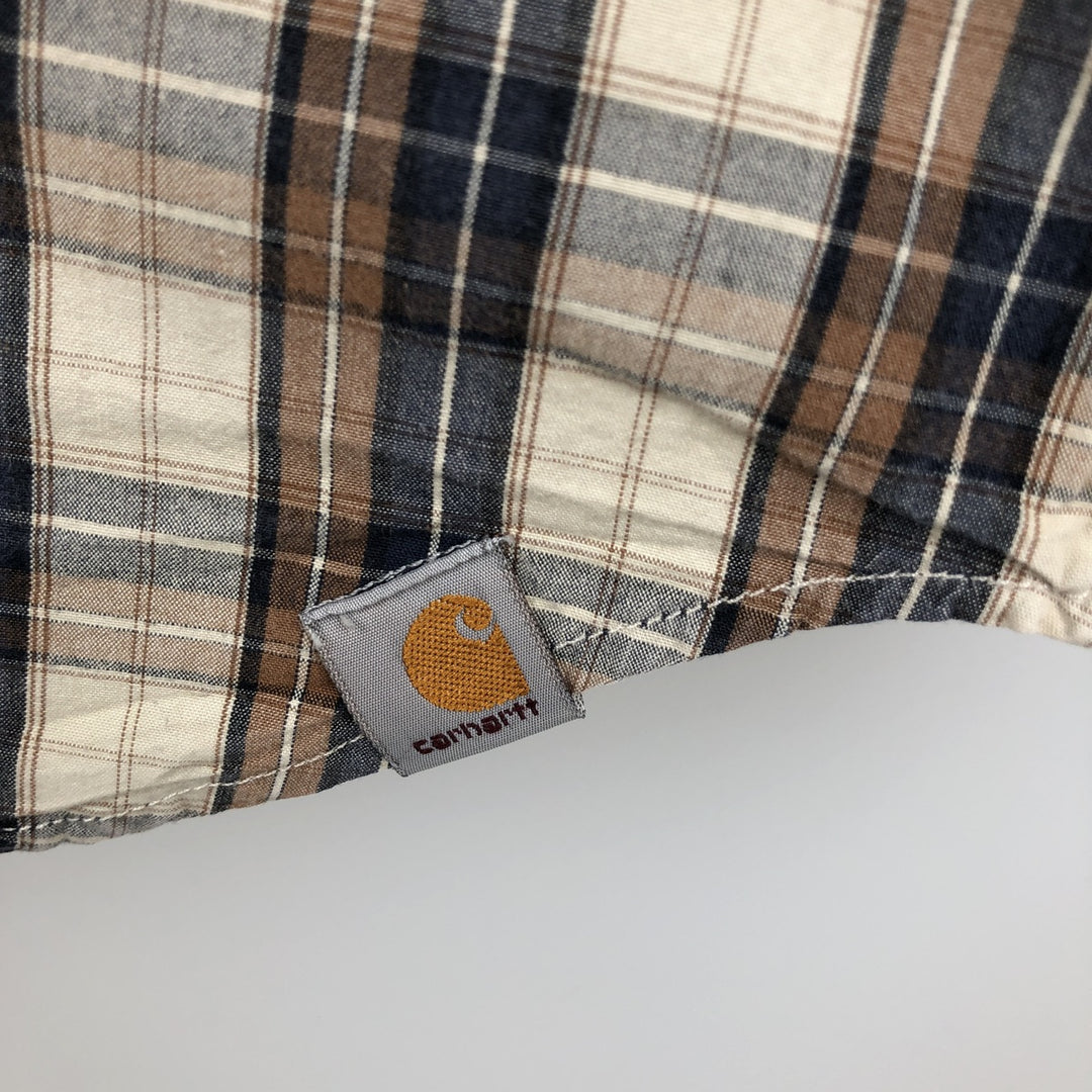 Carhartt RELAXED FIT Check Pattern Short Sleeve Work Shirt Men's XL cotton Beige type Vintage Second Hand