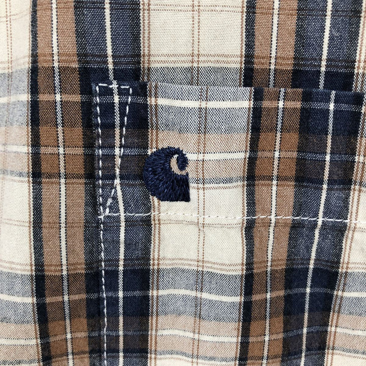 Carhartt RELAXED FIT Check Pattern Short Sleeve Work Shirt Men's XL cotton Beige type Vintage Second Hand