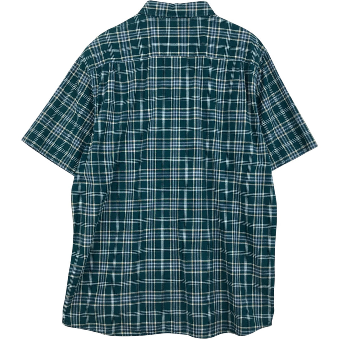 Carhartt Check Pattern Button-down Short Sleeve Work Shirt, Men's XL cotton green type Vintage Second Hand