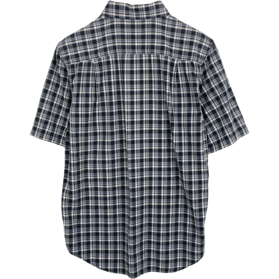 Carhartt Relaxed Fit Check Pattern Button-down Short Sleeve Work Shirt, Men's Medium cotton navy blue type Vintage Second Hand