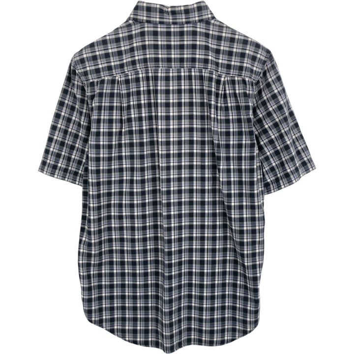Carhartt Relaxed Fit Check Pattern Button-down Short Sleeve Work Shirt, Men's Medium cotton navy blue type Vintage Second Hand