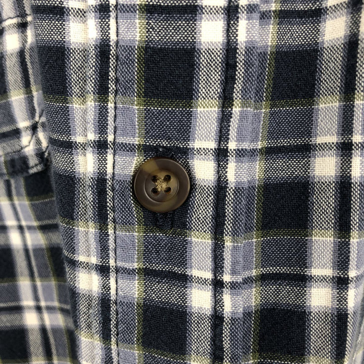 Carhartt Relaxed Fit Check Pattern Button-down Short Sleeve Work Shirt, Men's Medium cotton navy blue type Vintage Second Hand