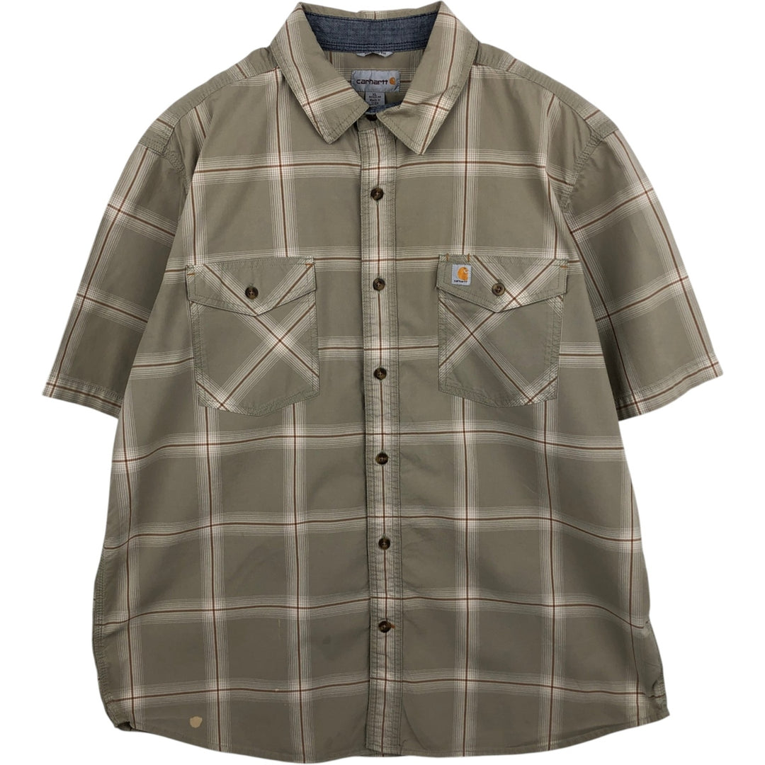 Carhartt RELAXED FIT Check Pattern Short Sleeve Work Shirt Men's XL cotton Beige type Vintage Second Hand