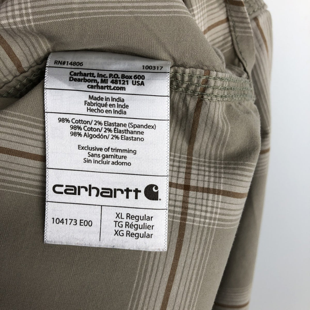 Carhartt RELAXED FIT Check Pattern Short Sleeve Work Shirt Men's XL cotton Beige type Vintage Second Hand