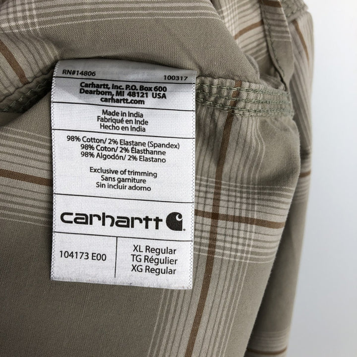 Carhartt RELAXED FIT Check Pattern Short Sleeve Work Shirt Men's XL cotton Beige type Vintage Second Hand