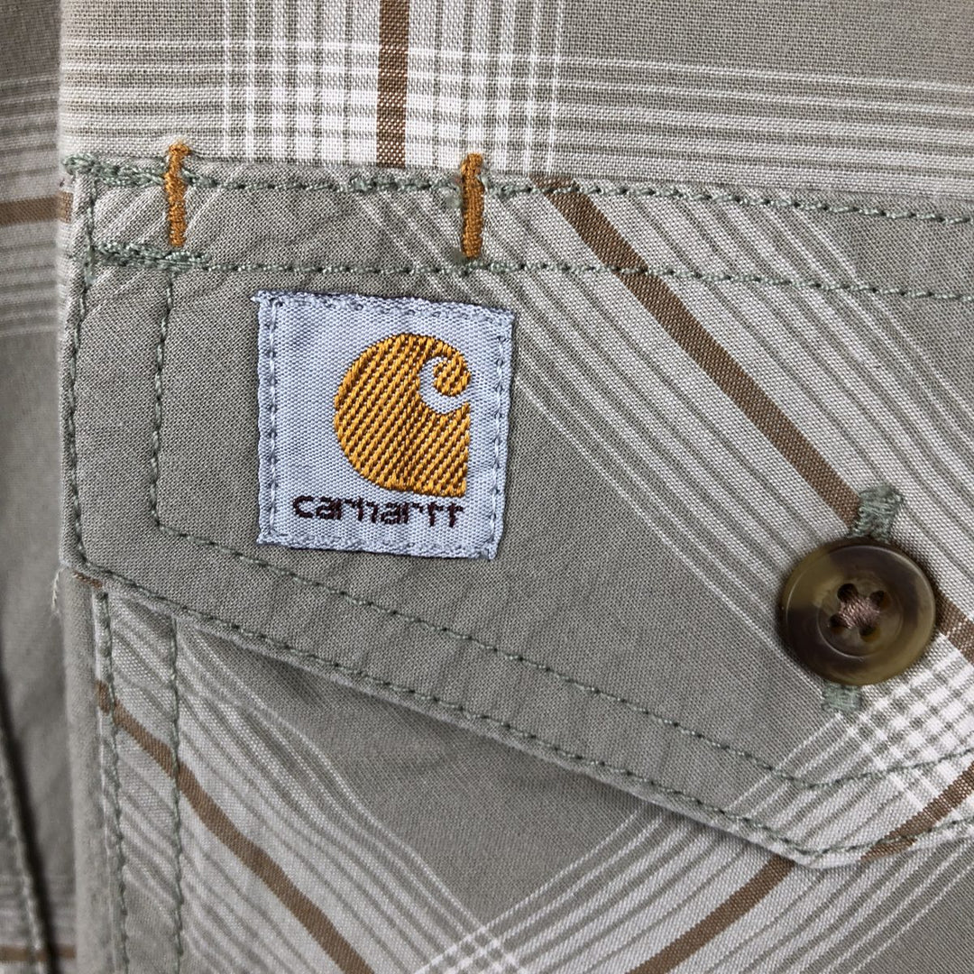 Carhartt RELAXED FIT Check Pattern Short Sleeve Work Shirt Men's XL cotton Beige type Vintage Second Hand