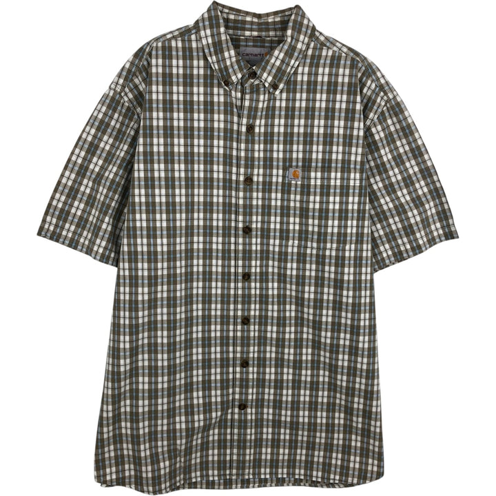 Carhartt Relaxed Fit Short-Sleeve Work Shirt, Men's Size XL (approx.) cotton Khaki type Vintage Second Hand