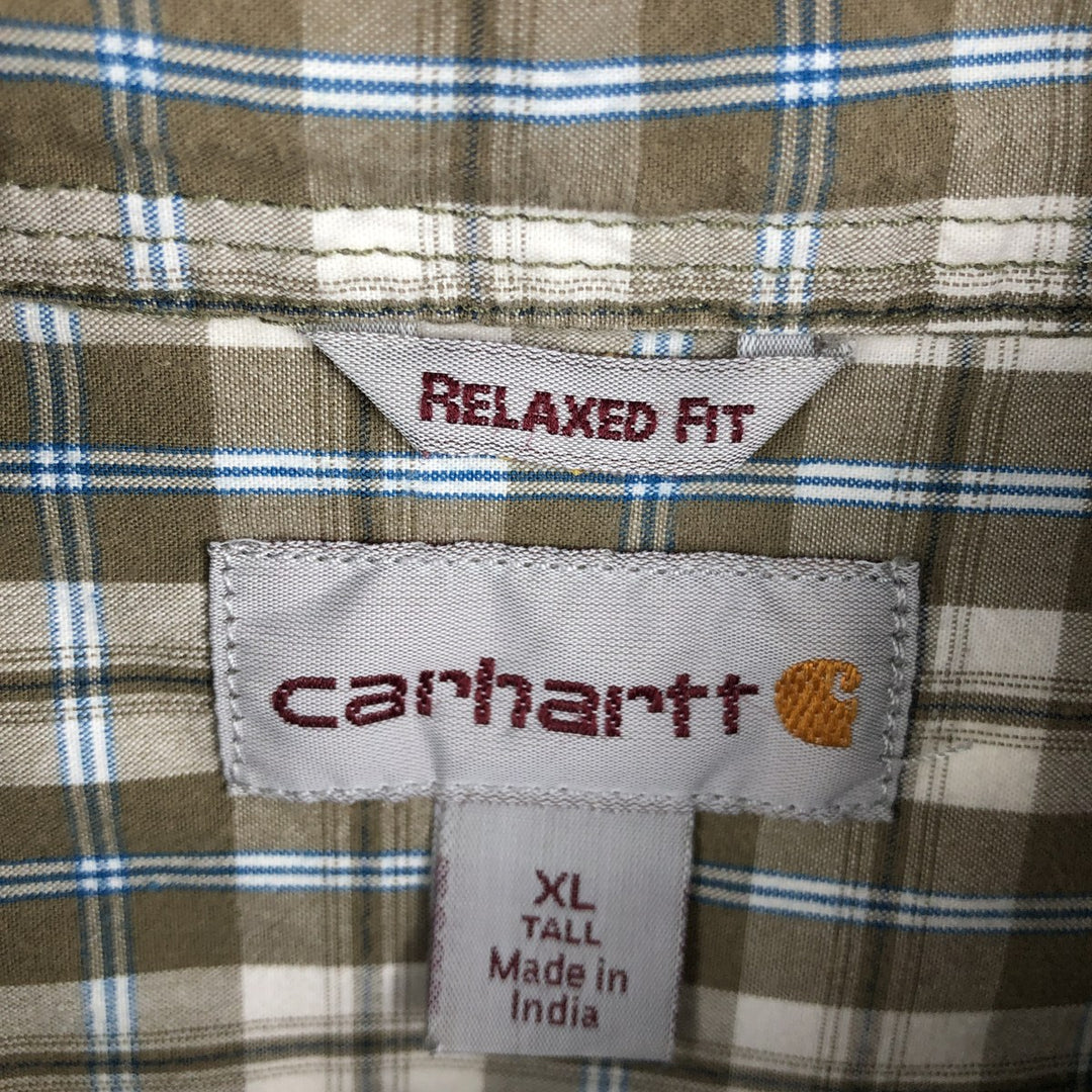 Carhartt Relaxed Fit Short-Sleeve Work Shirt, Men's Size XL (approx.) cotton Khaki type Vintage Second Hand