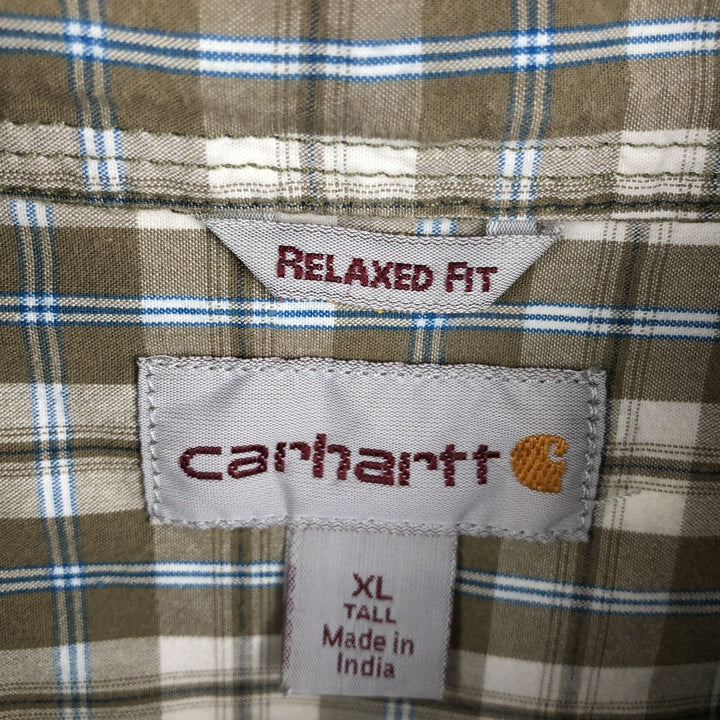 Carhartt Relaxed Fit Short-Sleeve Work Shirt, Men's Size XL (approx.) cotton Khaki type Vintage Second Hand