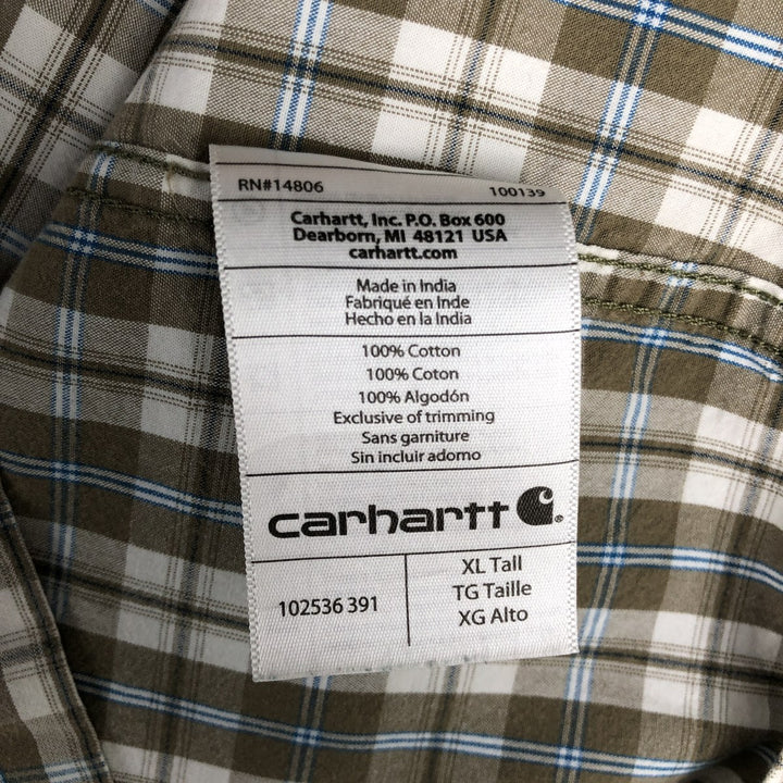 Carhartt Relaxed Fit Short-Sleeve Work Shirt, Men's Size XL (approx.) cotton Khaki type Vintage Second Hand