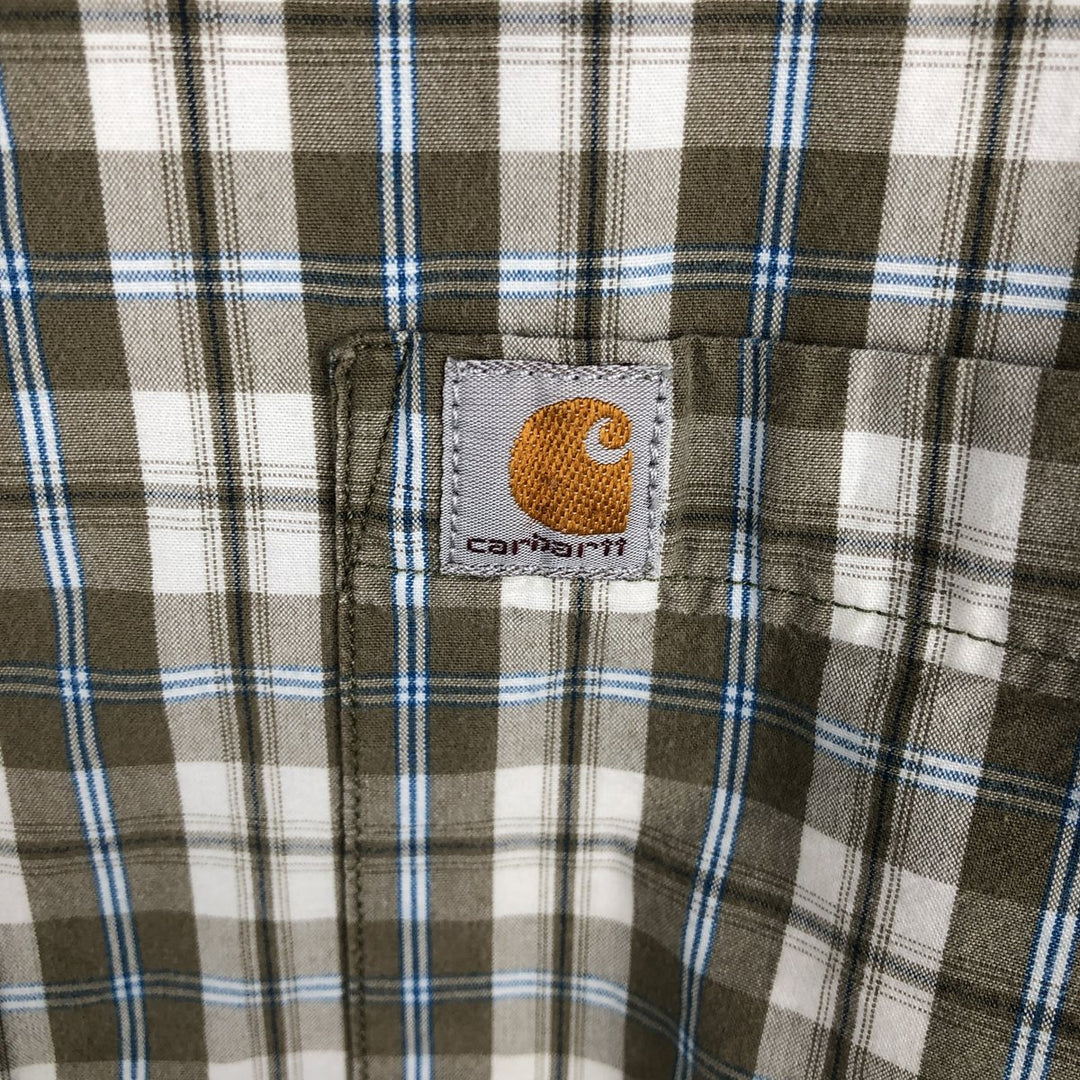 Carhartt Relaxed Fit Short-Sleeve Work Shirt, Men's Size XL (approx.) cotton Khaki type Vintage Second Hand