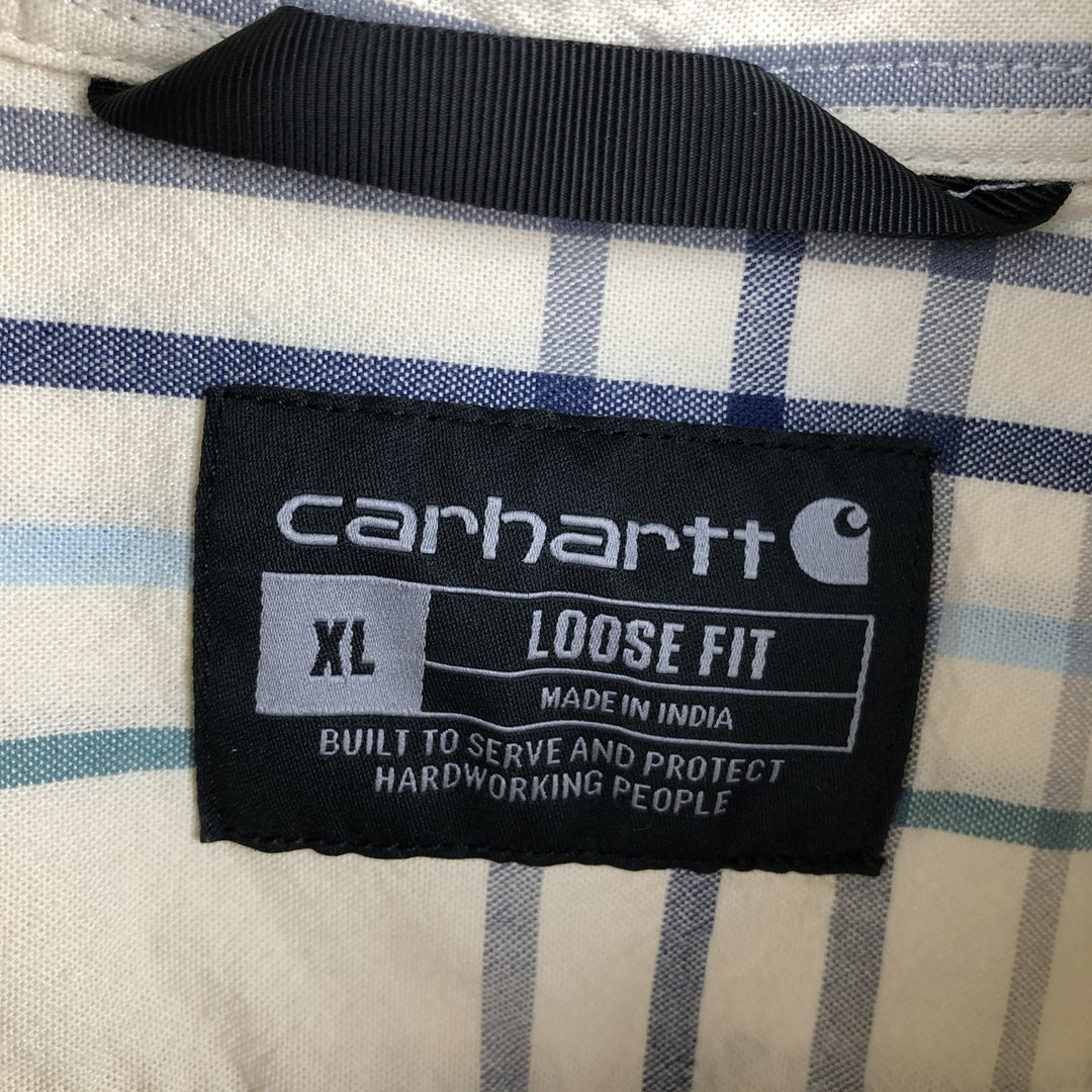 Carhartt Loose Fit Short-Sleeve Work Shirt, Men's Size XL (approx.) cotton Beige type Vintage Second Hand