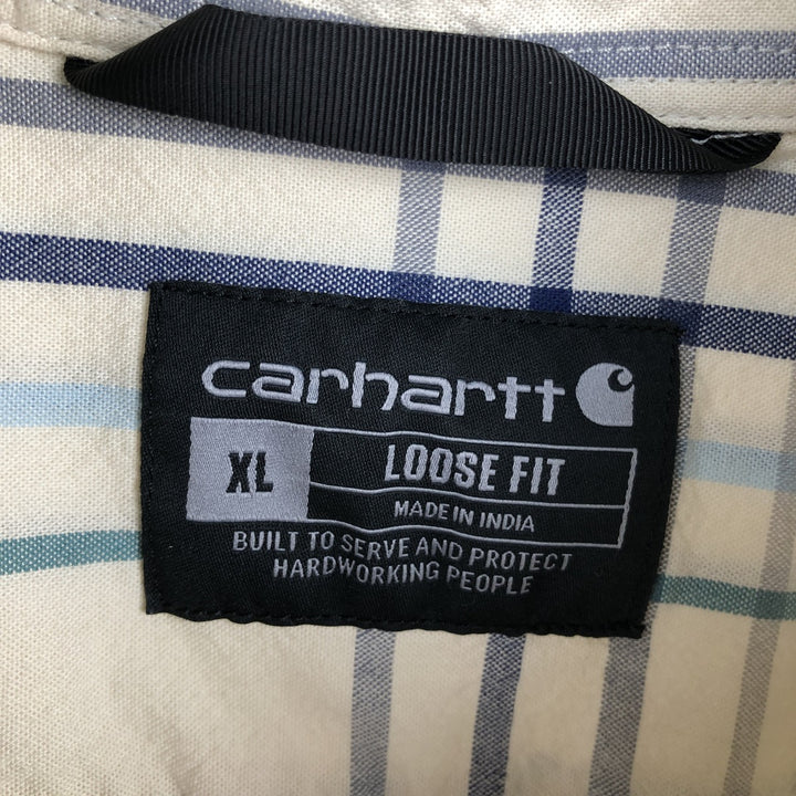 Carhartt Loose Fit Short-Sleeve Work Shirt, Men's Size XL (approx.) cotton Beige type Vintage Second Hand