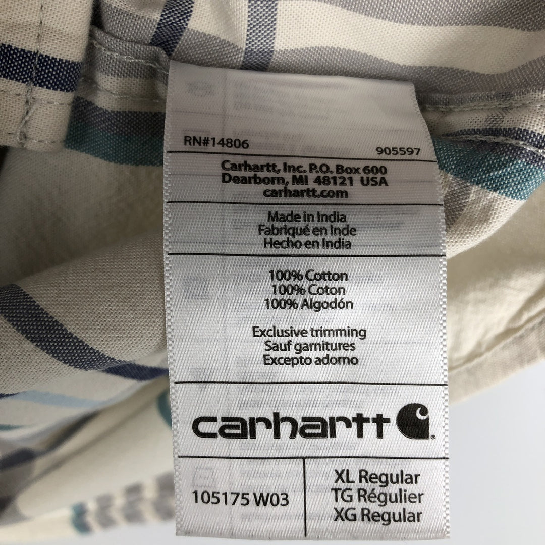 Carhartt Loose Fit Short-Sleeve Work Shirt, Men's Size XL (approx.) cotton Beige type Vintage Second Hand