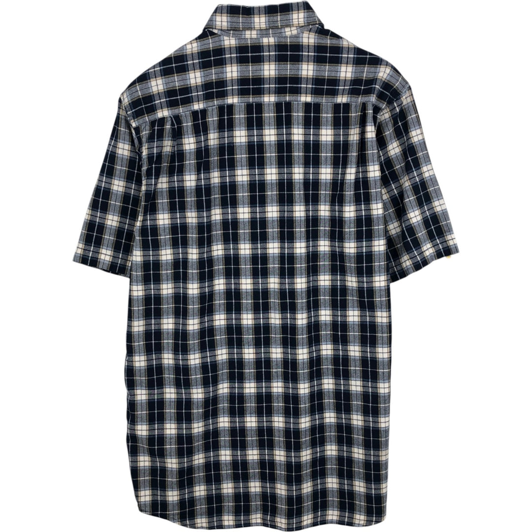 Carhartt Check Pattern Short Sleeve Work Shirt, Men's M cotton navy blue type Vintage Second Hand