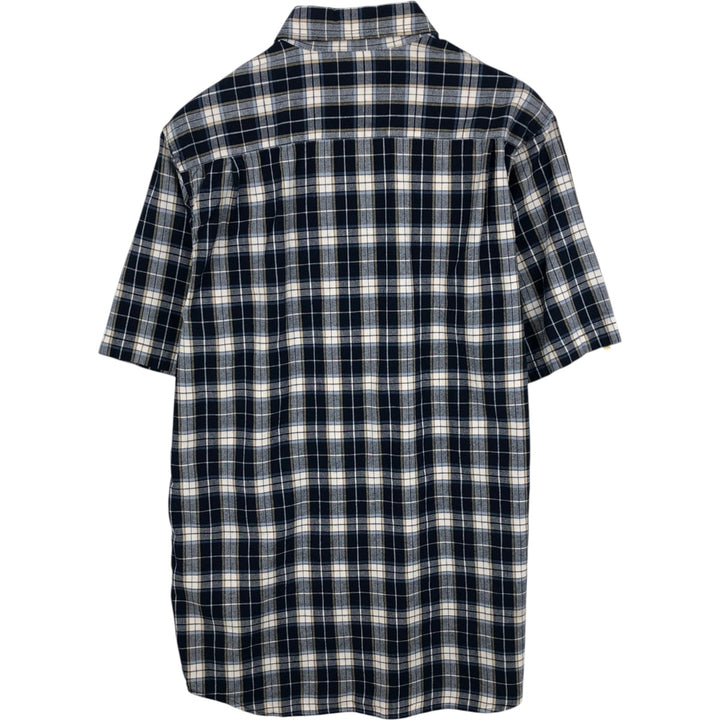 Carhartt Check Pattern Short Sleeve Work Shirt, Men's M cotton navy blue type Vintage Second Hand