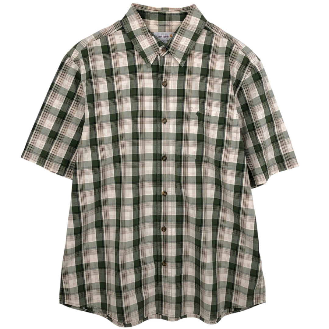 Carhartt RELAXED FIT Check Pattern Short Sleeve Work Shirt Men's XL cotton Khaki type Vintage Second Hand