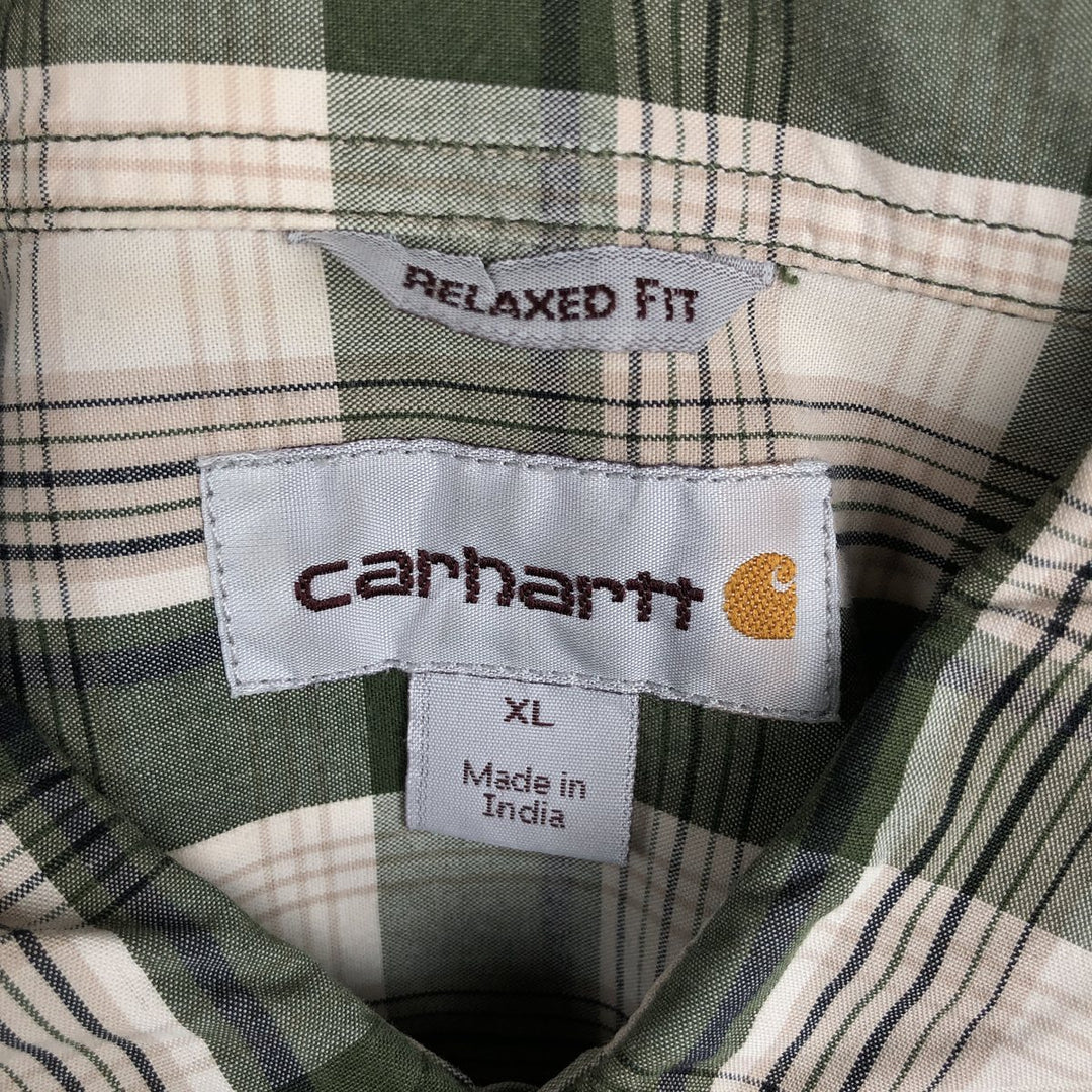 Carhartt RELAXED FIT Check Pattern Short Sleeve Work Shirt Men's XL cotton Khaki type Vintage Second Hand