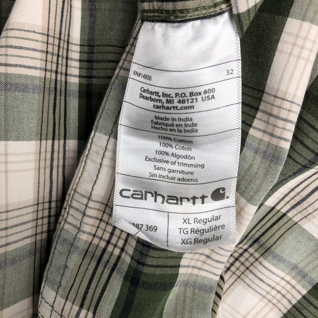 Carhartt RELAXED FIT Check Pattern Short Sleeve Work Shirt Men's XL cotton Khaki type Vintage Second Hand