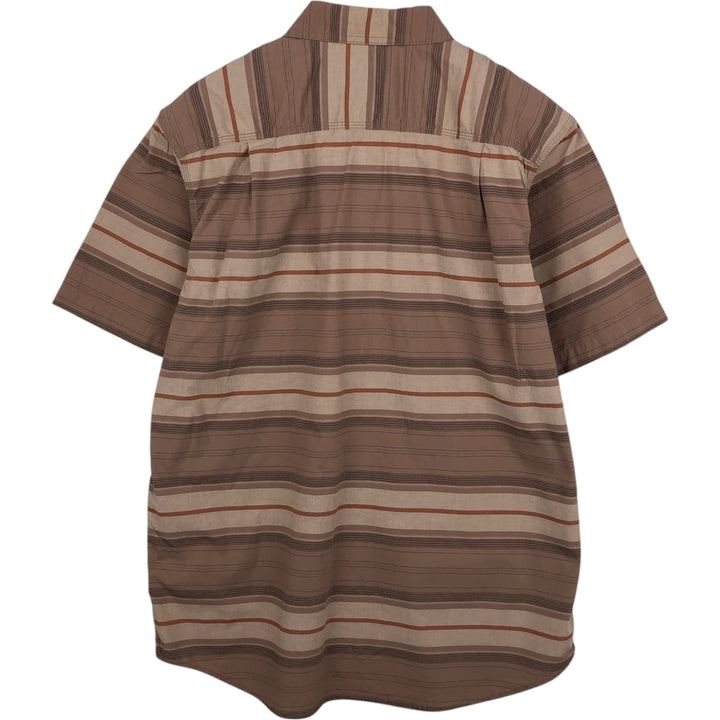 Carhartt Relaxed Fit Multi-Stripe Short-Sleeve Work Shirt, Men's Size L (approx.) cotton brown type Vintage Second Hand