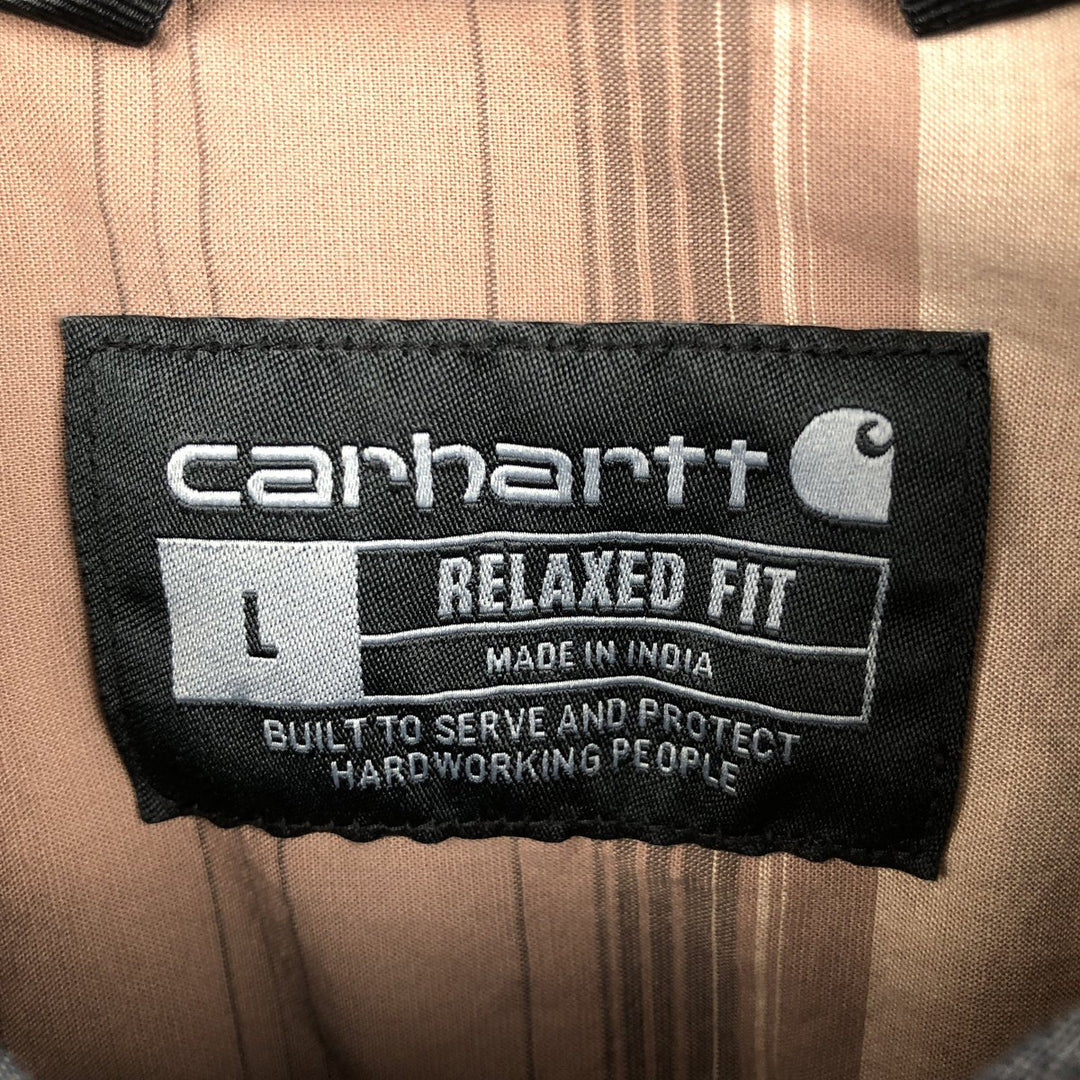Carhartt Relaxed Fit Multi-Stripe Short-Sleeve Work Shirt, Men's Size L (approx.) cotton brown type Vintage Second Hand