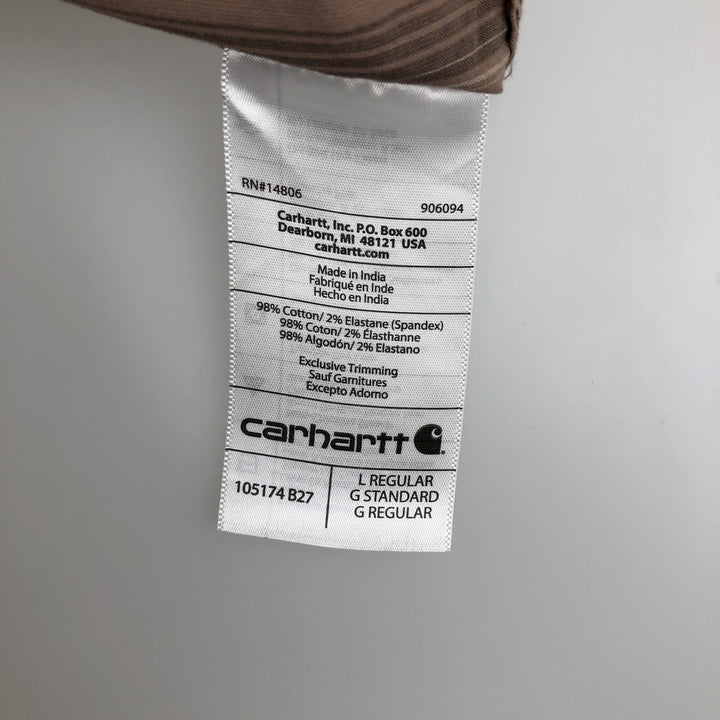 Carhartt Relaxed Fit Multi-Stripe Short-Sleeve Work Shirt, Men's Size L (approx.) cotton brown type Vintage Second Hand