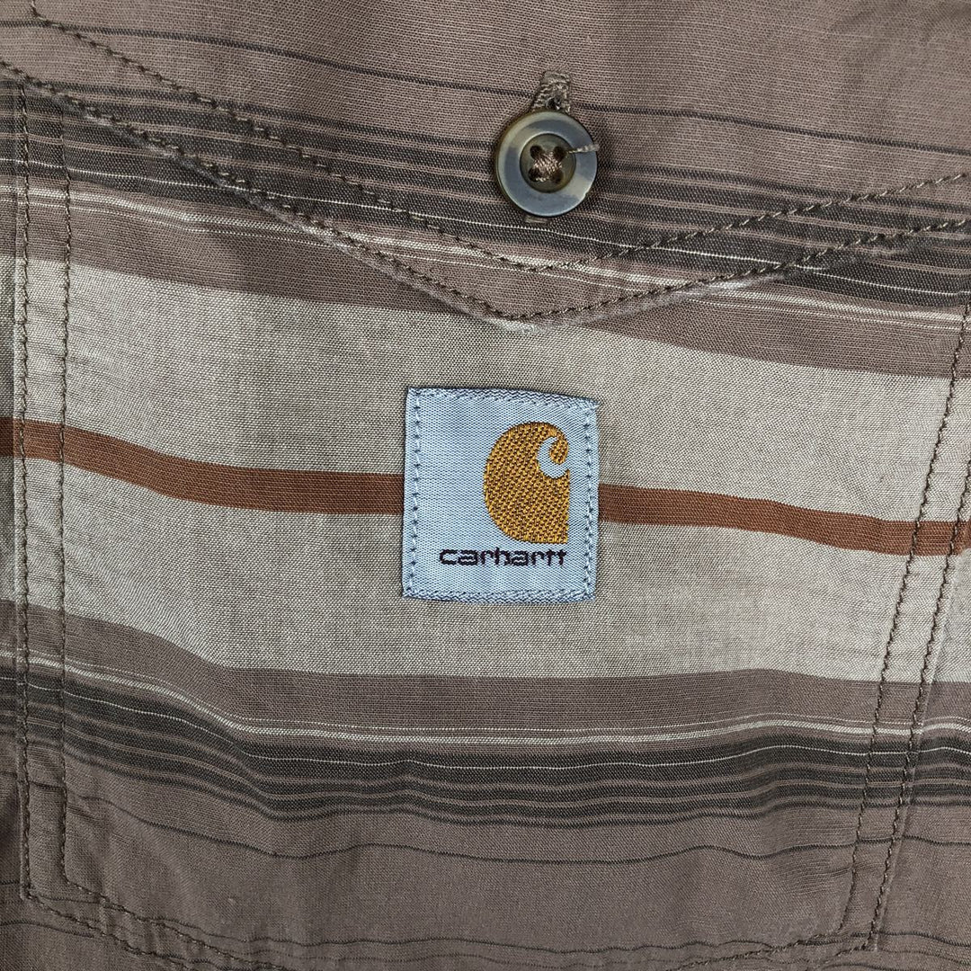 Carhartt Relaxed Fit Multi-Stripe Short-Sleeve Work Shirt, Men's Size L (approx.) cotton brown type Vintage Second Hand