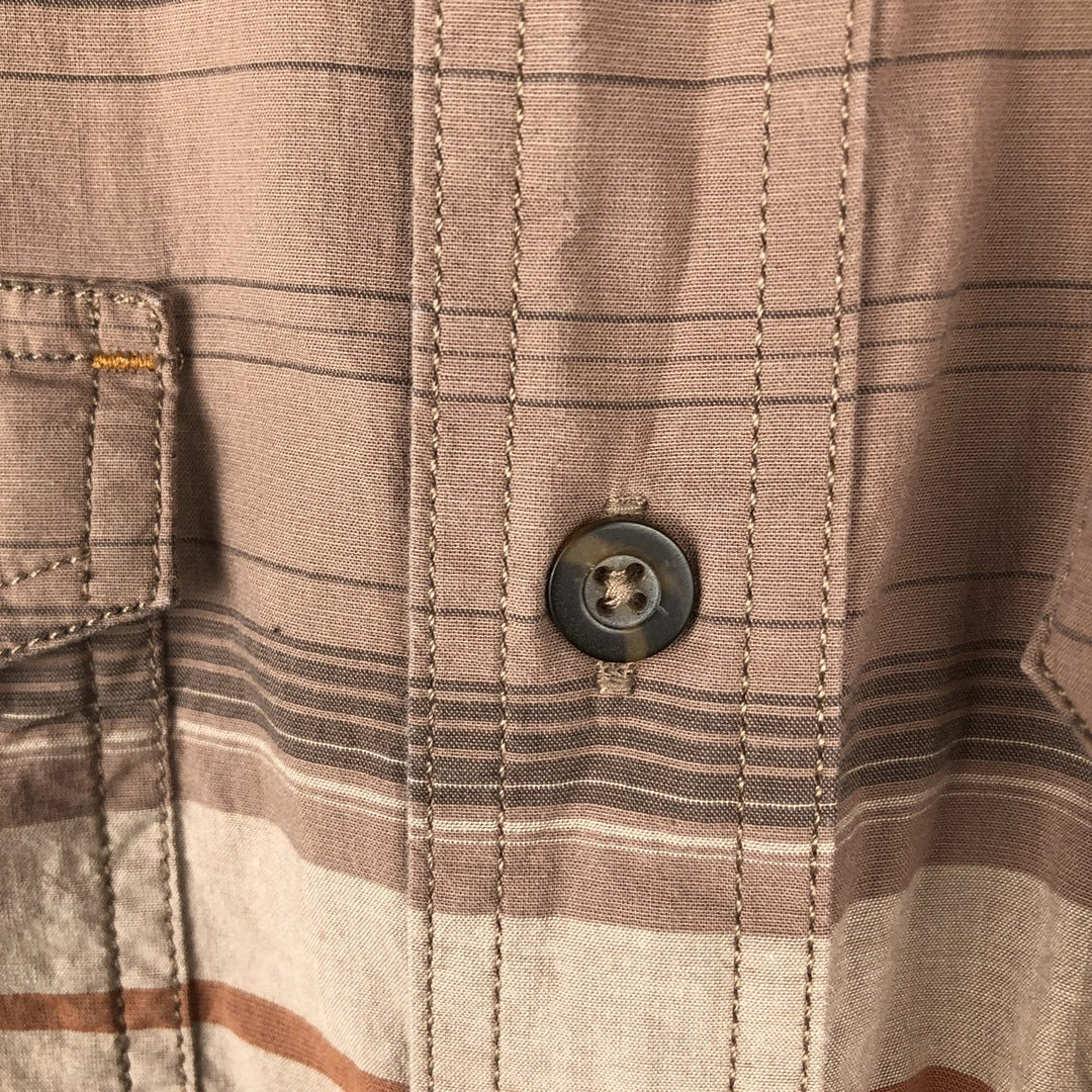 Carhartt Relaxed Fit Multi-Stripe Short-Sleeve Work Shirt, Men's Size L (approx.) cotton brown type Vintage Second Hand