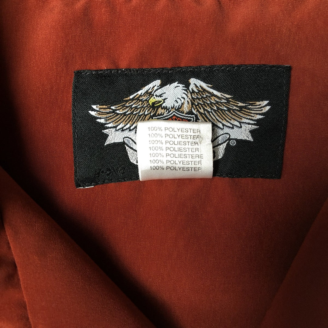 Harley-Davidson Open Collar Large Print Short Sleeve Work Shirt Box Shirt Men's XL Equivalent polyester orange type Vintage Second Hand