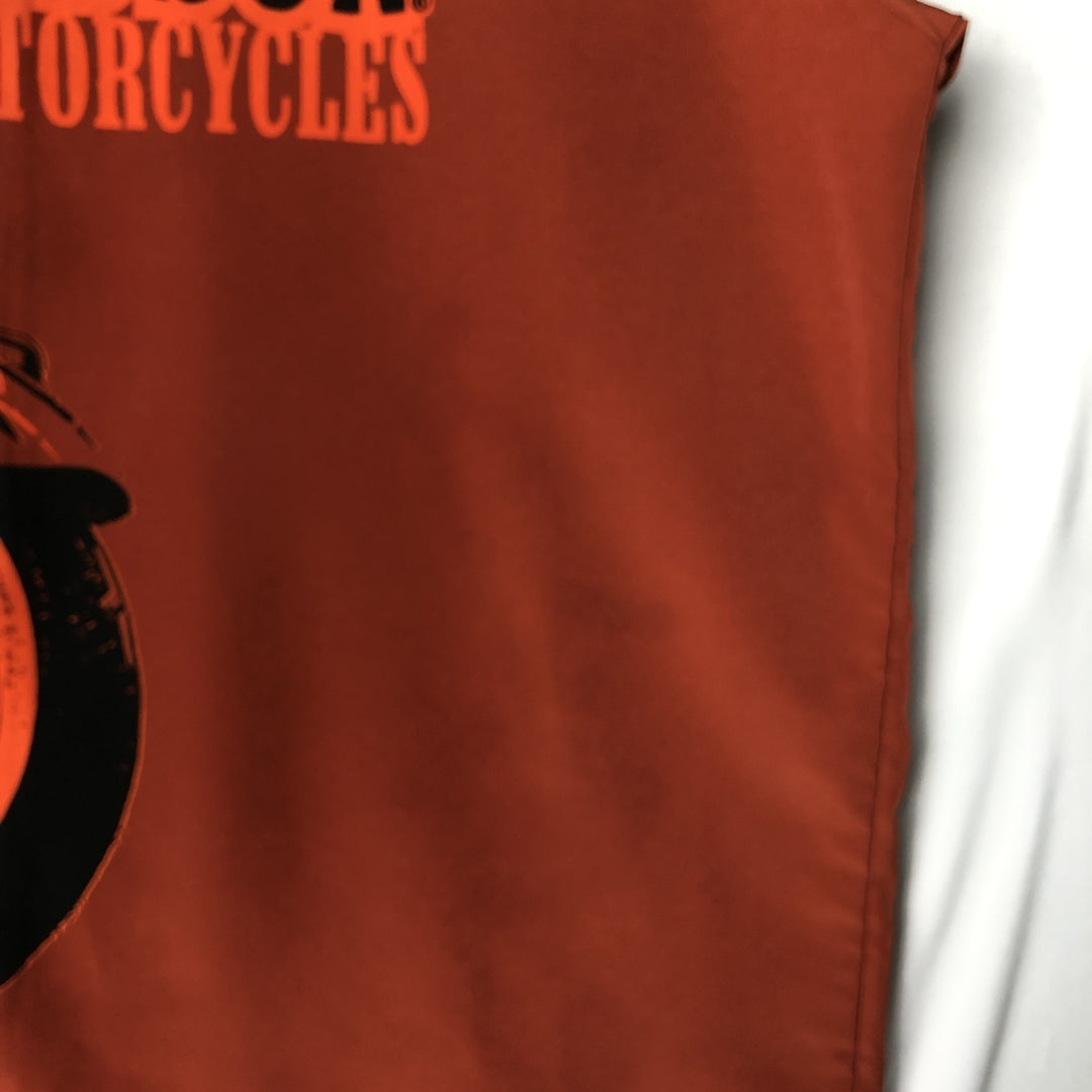 Harley-Davidson Open Collar Large Print Short Sleeve Work Shirt Box Shirt Men's XL Equivalent polyester orange type Vintage Second Hand