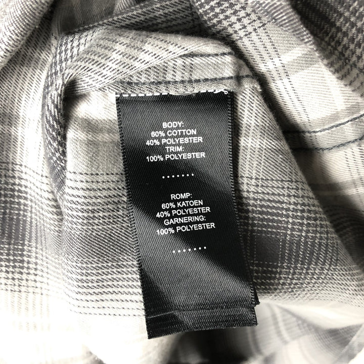 Harley-Davidson Ombre Check Hidden Button-Down Short-Sleeve Work Shirt, Men's Size XL (approx.) cotton gray type Vintage Second Hand