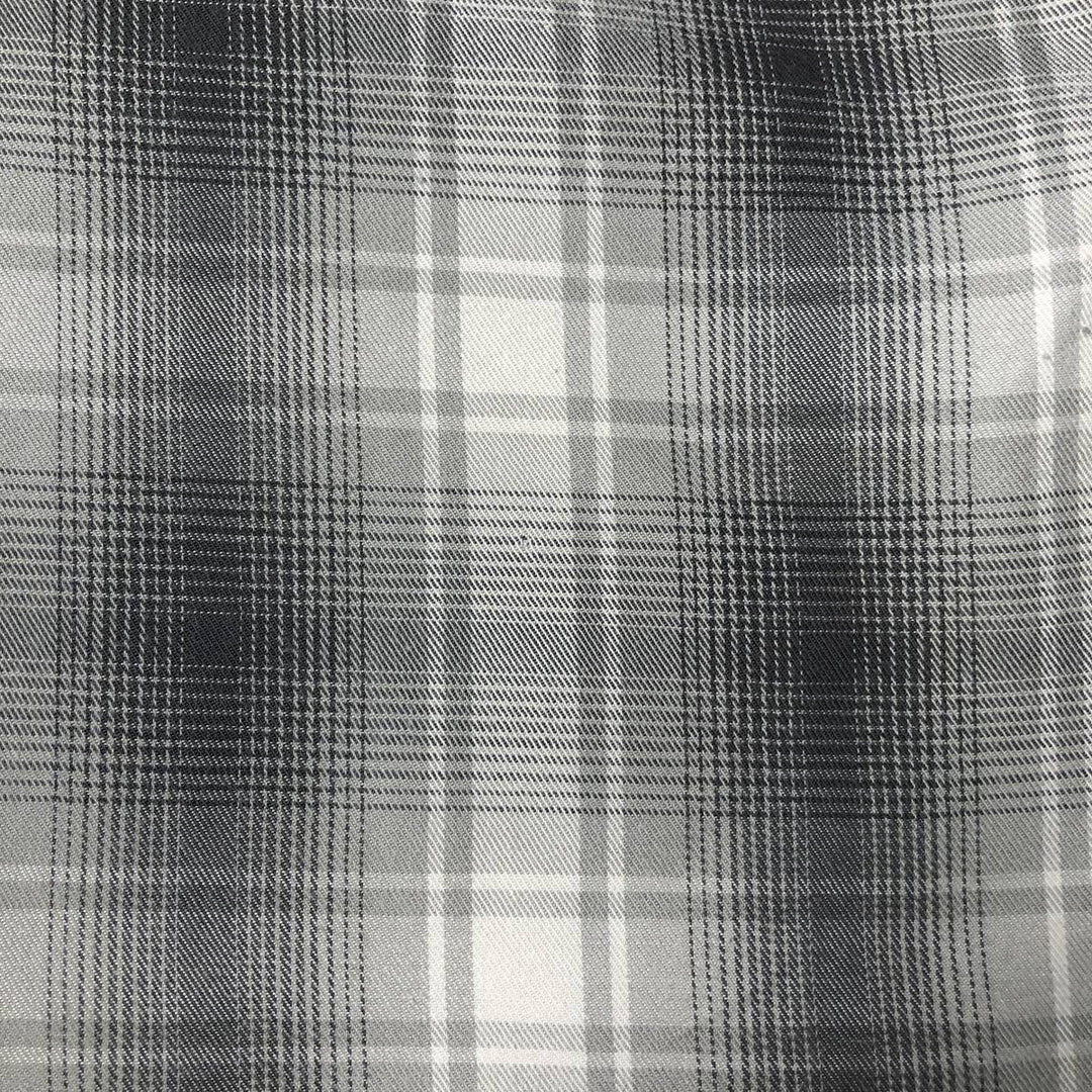 Harley-Davidson Ombre Check Hidden Button-Down Short-Sleeve Work Shirt, Men's Size XL (approx.) cotton gray type Vintage Second Hand