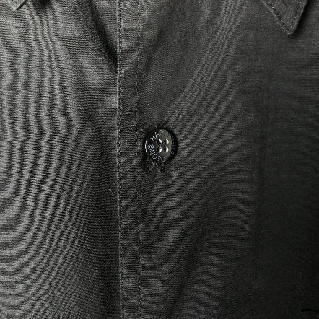 Harley-Davidson Eagle Pattern Short-Sleeve Work Shirt, Boxy Shirt, Men's Size XL (approx.) cotton black type Vintage Second Hand