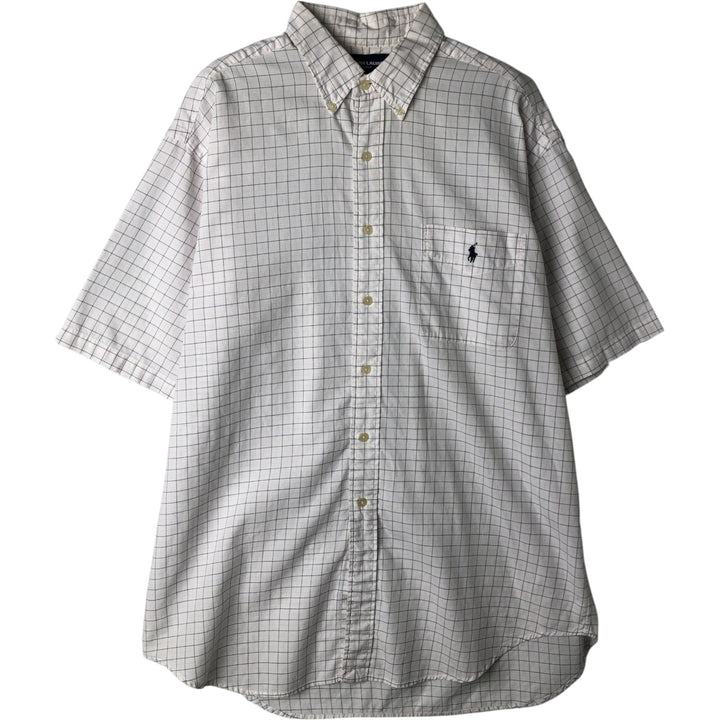 Ralph Lauren RALPH LAUREN GOLF TILDEN short sleeve button down check shirt men's size L cotton white type Vintage Second Hand