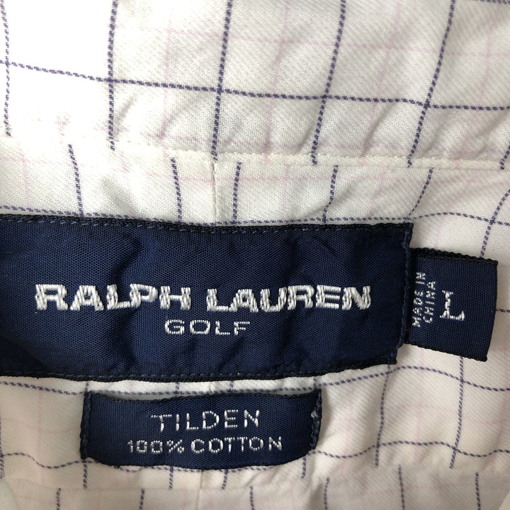 Ralph Lauren RALPH LAUREN GOLF TILDEN short sleeve button down check shirt men's size L cotton white type Vintage Second Hand