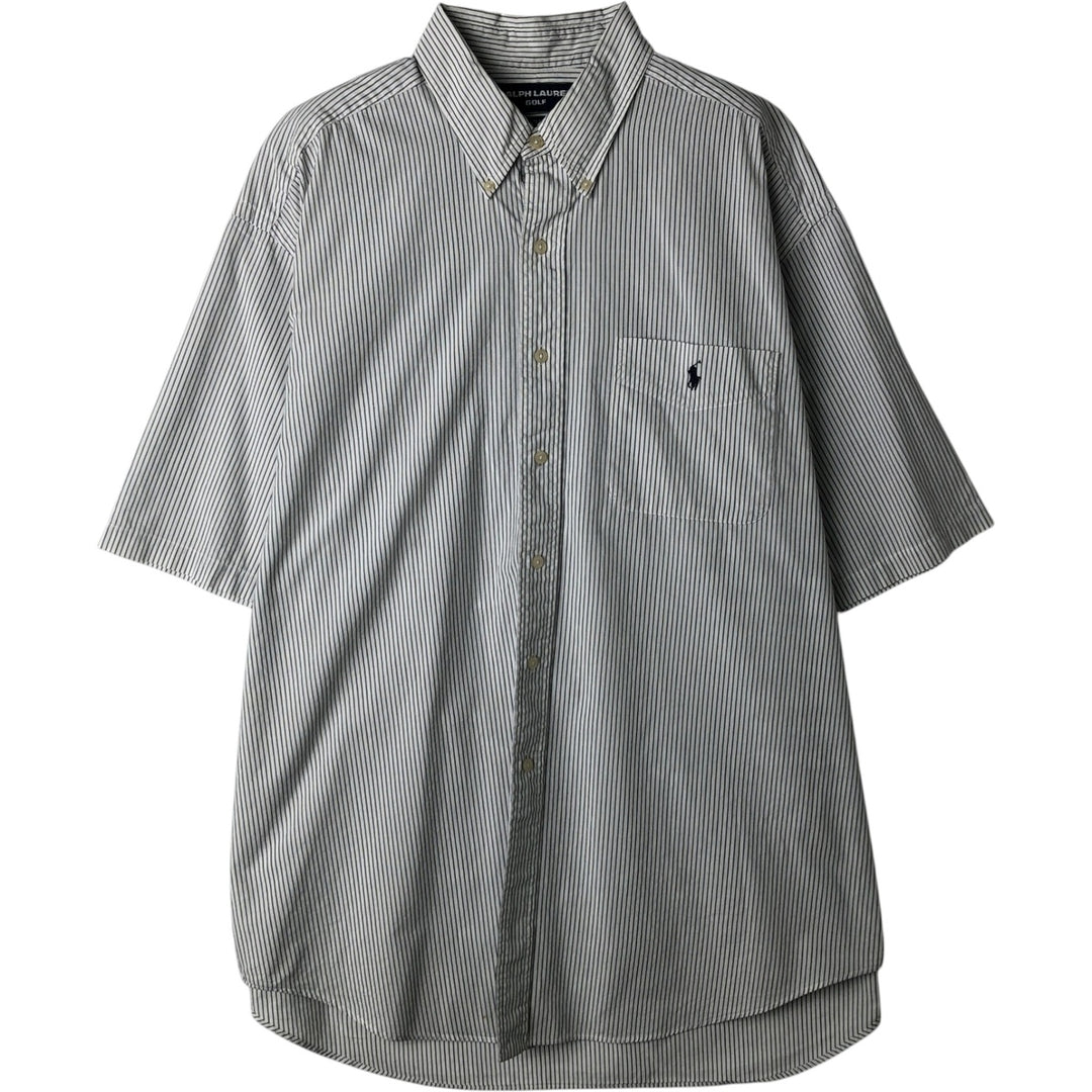 Ralph Lauren RALPH LAUREN GOLF TILDEN Short-Sleeve Button-Down Striped Shirt, Men's Size XL (approx.) cotton white type Vintage Second Hand
