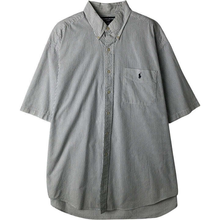Ralph Lauren RALPH LAUREN GOLF TILDEN Short-Sleeve Button-Down Striped Shirt, Men's Size XL (approx.) cotton white type Vintage Second Hand