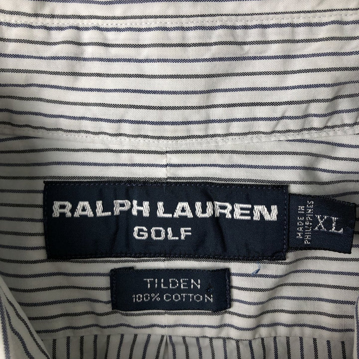 Ralph Lauren RALPH LAUREN GOLF TILDEN Short-Sleeve Button-Down Striped Shirt, Men's Size XL (approx.) cotton white type Vintage Second Hand