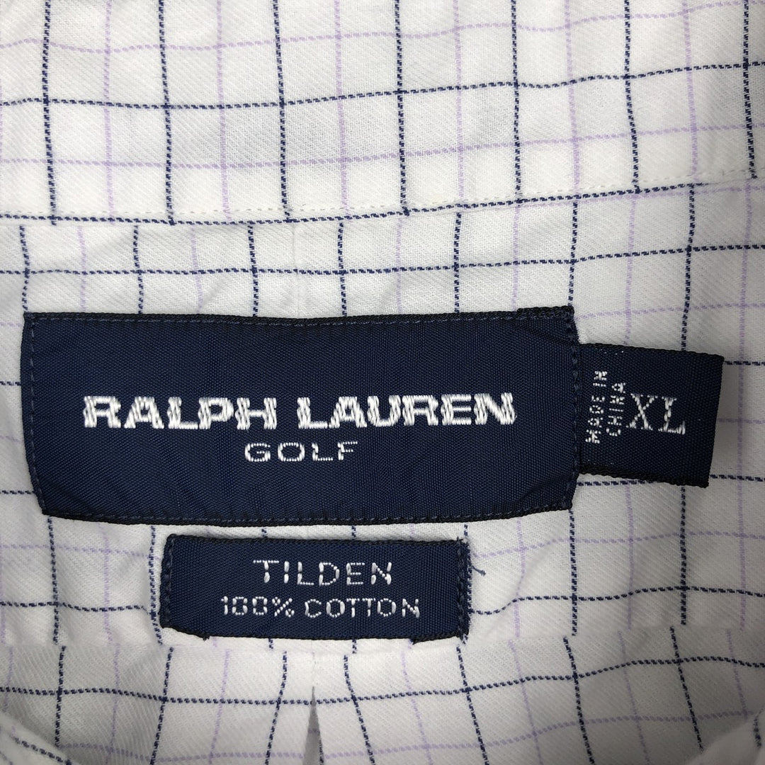 Ralph Lauren RALPH LAUREN GOLF TILDEN short sleeve button down check shirt men's XL equivalent cotton white type Vintage Second Hand