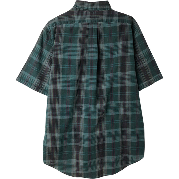 Ralph Lauren short sleeve button down check shirt, men's size L cotton green type Vintage Second Hand