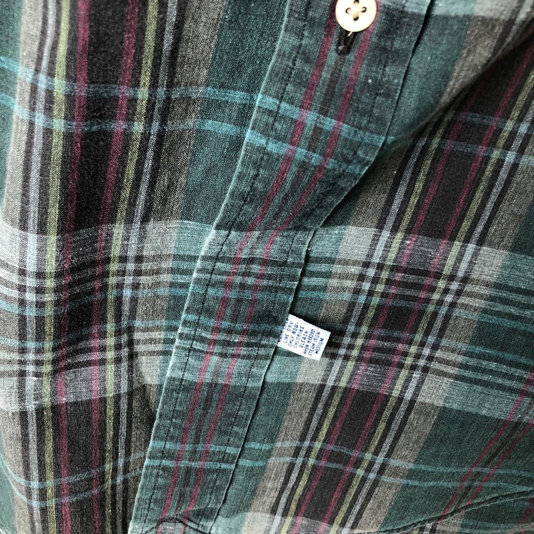 Ralph Lauren short sleeve button down check shirt, men's size L cotton green type Vintage Second Hand