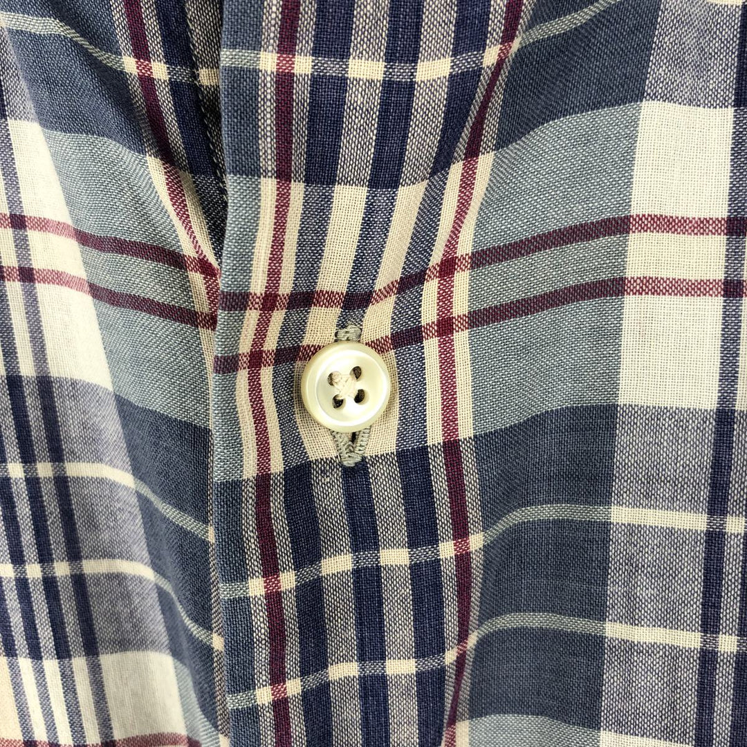 Ralph Lauren MCMEEL Short-Sleeve Button-Down Check Shirt, Men's Size XL (approx.) cotton navy blue type Vintage Second Hand