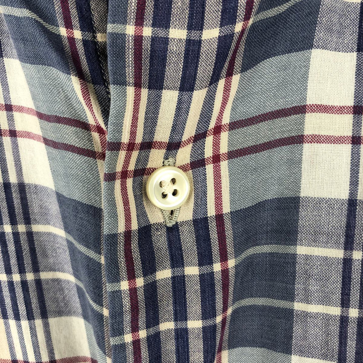 Ralph Lauren MCMEEL Short-Sleeve Button-Down Check Shirt, Men's Size XL (approx.) cotton navy blue type Vintage Second Hand