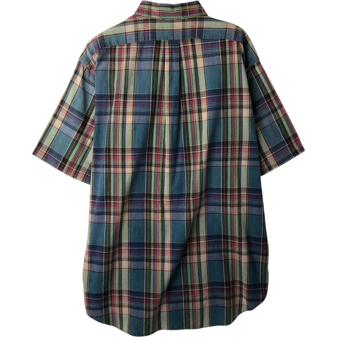 Ralph Lauren short sleeve button down check shirt, men's size L cotton Blue type light blue Vintage Second Hand