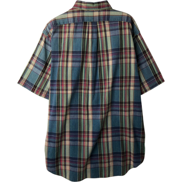 Ralph Lauren short sleeve button down check shirt, men's size L cotton Blue type light blue Vintage Second Hand