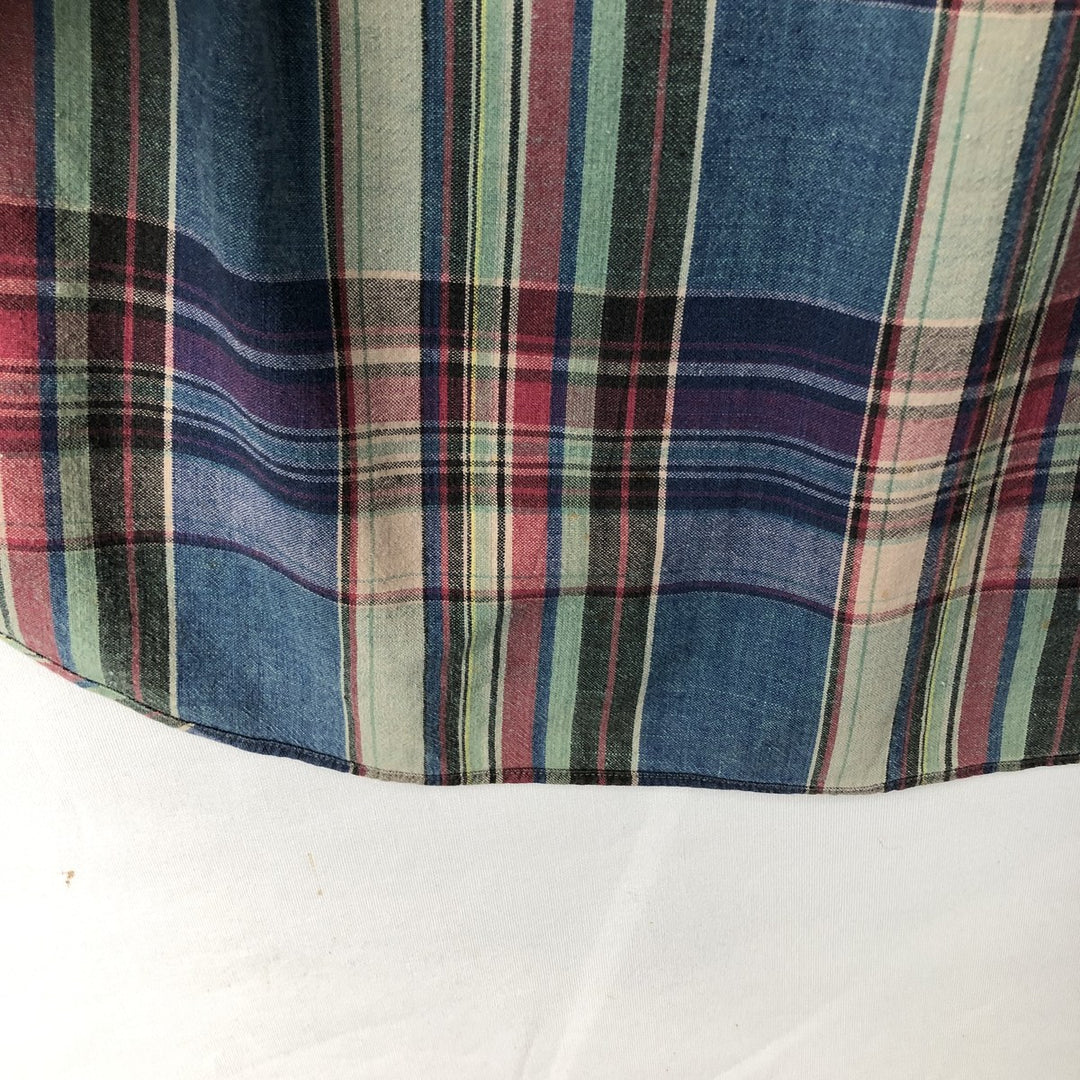 Ralph Lauren short sleeve button down check shirt, men's size L cotton Blue type light blue Vintage Second Hand