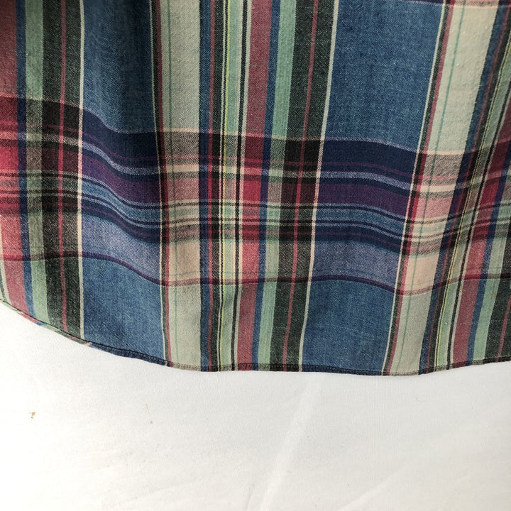 Ralph Lauren short sleeve button down check shirt, men's size L cotton Blue type light blue Vintage Second Hand